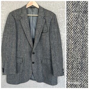 Vintage Harris Tweed Stafford Herringbone Wool Blazer Sports Coat Jacket